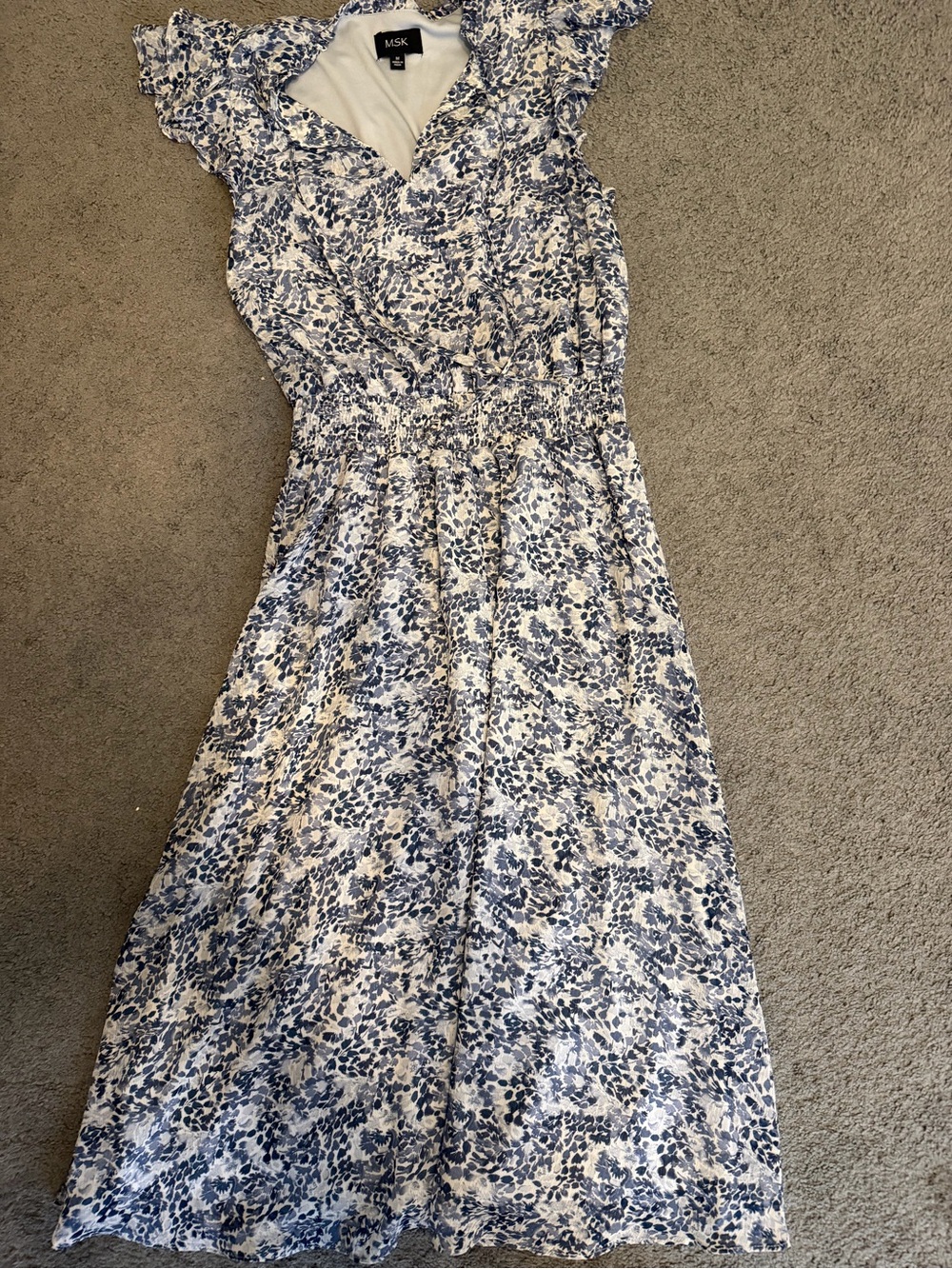 MSK White and Blue Floral Maxi Dress